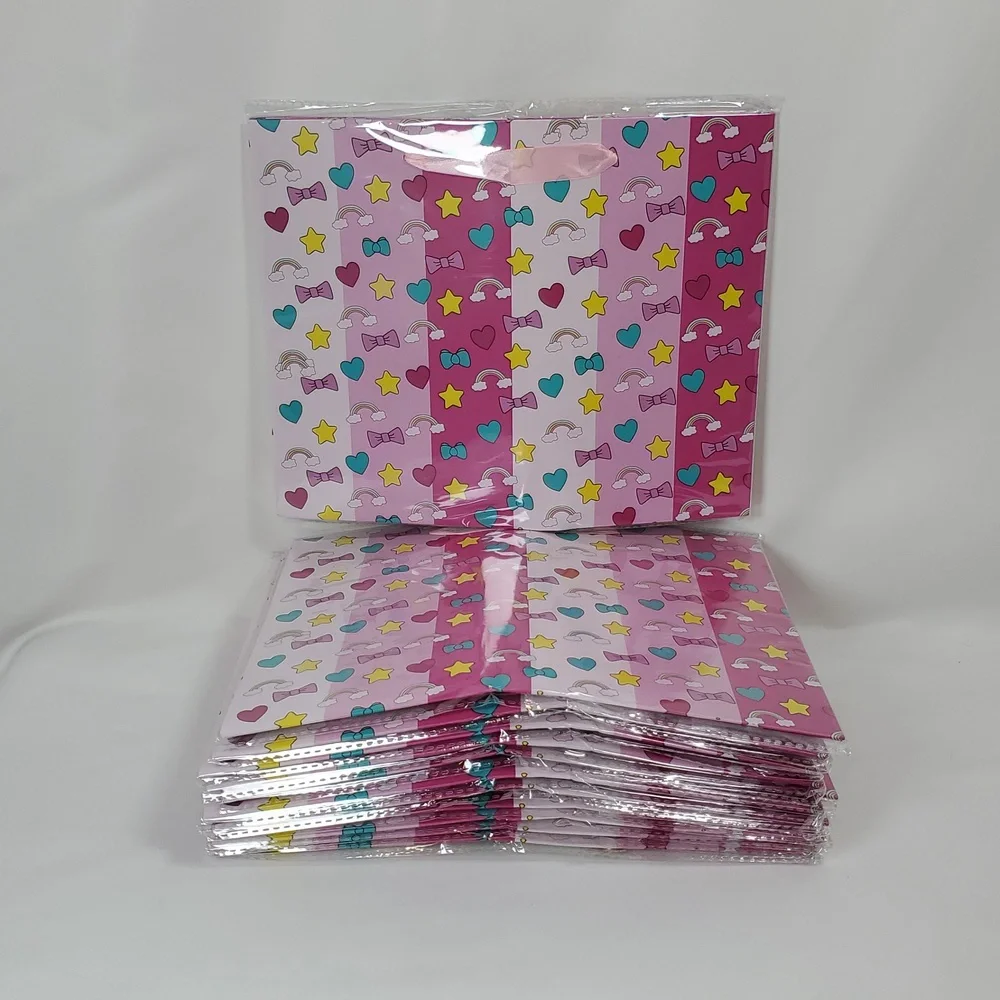 Kawaii Birthday Paper Gift Bag Bundle (12) Tissue Paper & Card Included